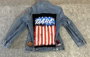 H&M Denim Jacket Roddy Walston DARE Goth Girls Club Kona Patches Divided Sz 2 - Picture 1 of 18