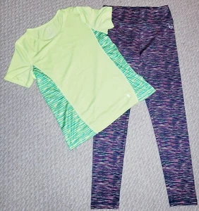 GIRL'S LOT Active Shirt and Pants Danskin Justice Green Pink Girl's Size 10/12 - Picture 1 of 11