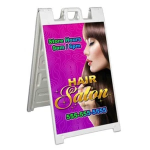 CUSTOMIZABLE HAIR SALON Signicade 24x36 Aframe Sidewalk Sign Banner Decal - Picture 1 of 9