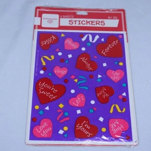 Nuevo en paquete pegatinas vintage de embajador San Valentín 4 hojas sitckers corazones 1992 - Imagen 1 de 3