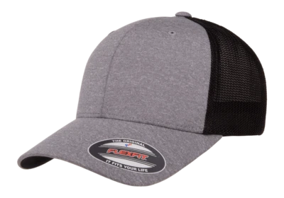 Gorra de camionero Flexfit Melange 6311 negra jaspeada talla única malla de poliéster trasera nueva  Foto 1 de 4