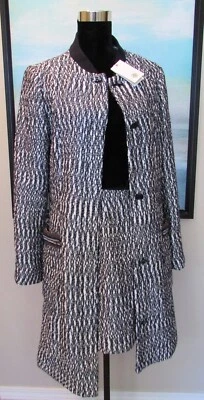 Traje Falda Tory Burch Blanco Azul Marino TORY Boucle Talla 8 Nuevo con Etiquetas $695 Foto 1 de 4