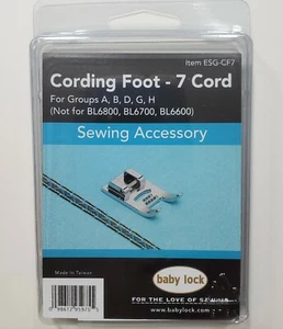 Genuine Babylock CORDING FOOT 7 Cord Item ESG-CF7 Sewing Machine NEW in Pkg. - Picture 1 of 3