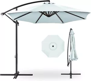 Baby Blue 10Ft. Aluminum Offset Round Cantilever Patio Umbrella - Picture 1 of 7