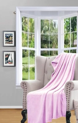 MICRO-PLUSH BLANKET SUPER COZY SOFT AND EASY CARRY SOLID SMALL THROW BED BLANKET - Image 1 of 2