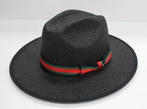 Bruno Capelo Hombres Negro Multi Ala Ancha Paja Fedora Valentino Colección Va-403 - Imagen 1 de 7