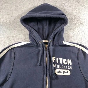 VTG Abercrombie & Fitch Hoodie 2XL Blue Muscle Athletic NY Distressed Heavy Y2K - Picture 1 of 21