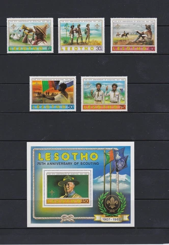 Africa Lesotho Stamps 1982  75th  Anniversary of Scouting  MNH Set of 5 & S/S Cover