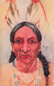 Postal Indígena Indio Nativo Americano-Pintura Cuadro-Antiguo c1909 D1 - Imagen 1 de 4