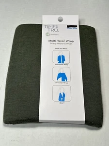 time & tru womens multi wear wrap shawl ONE SIZE osfm new with tags dark green - Picture 1 of 2
