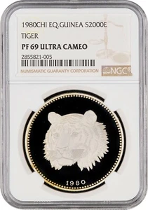 1980 CHI Equatorial Guinea Tiger 2000 Ekuele NGC PF69 Ultra Cameo - Picture 1 of 2