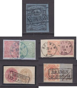 Bellissimo lotto con solo timbri Brema (Ra2 / K1) su Oldenburg / NDP / Prussia. - Foto 1 di 11