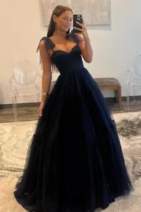 NWT A-line Sweetheart Dot Tulle Prom Dress 12 14 16 Pink Navy Blue - Picture 1 of 15