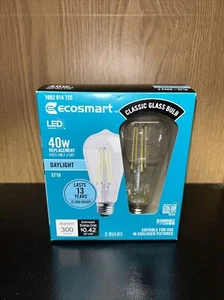 1 Light Bulb ST19 Classic LED Glass Edison 40W Equivalent Dimmable Ecosmart - Picture 1 of 9