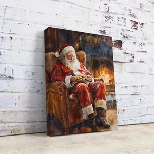 Ritratto di Babbo Natale stampa su tela pronto da appendere - Foto 1 di 8