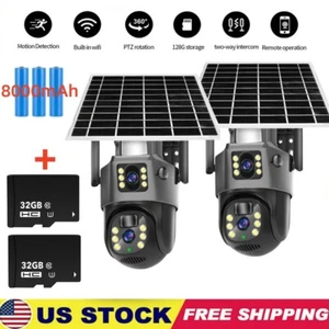 2X Dual Lens 1080P WiFi Solar Camera Wireless Outdoor CCTV PTZ Home Security Cam - Picture 1 of 27
