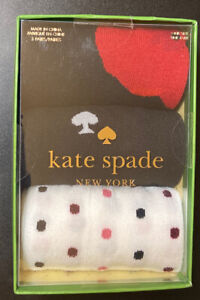 Womens Kate Spade NY Crew Socks 3 Pack Gift Box Spade Floral Black Polka Dot