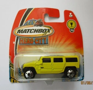 Matchbox Hero City Yellow GM Hummer H2 SUV Concept Diecast Model 1:70 Short Card - Picture 1 of 5