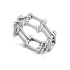 925 Sterling Silver Oxidized Platinum Plated Motorcycle Chain Ring
