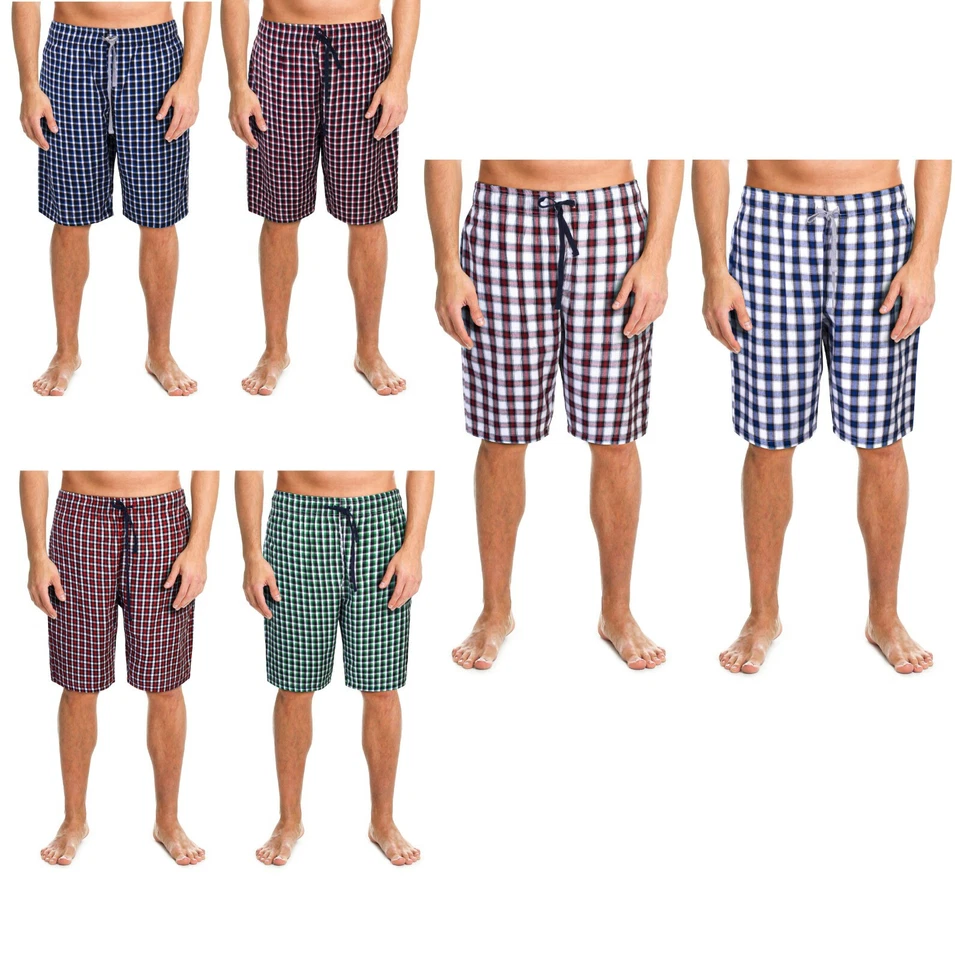 PANZY Men's 2 pack 100% Cotton Woven Lounge Shorts Pyjama Bottoms M 2XL