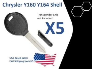 5x Transponder Key Shell With Blade Chrysler Y160 Y164 Plug Style Chip Holder - Picture 1 of 1
