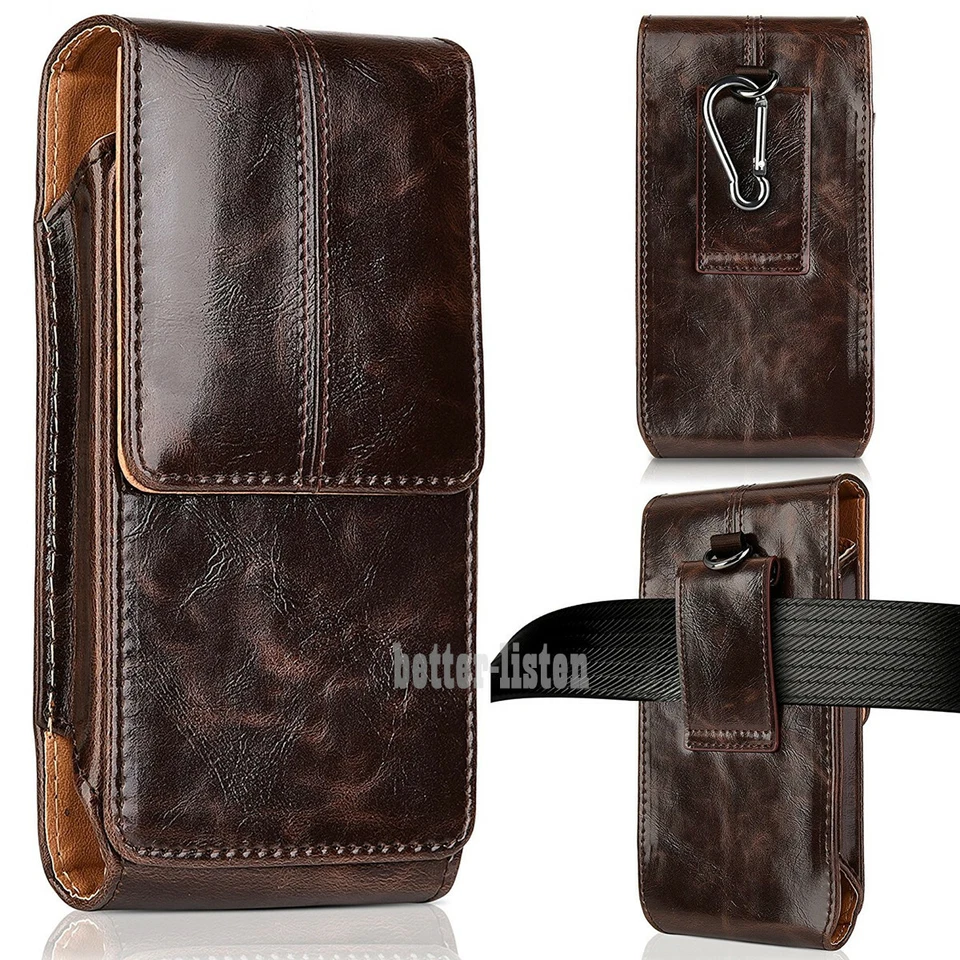 Vertical Leather Case Cover Pouch Holster With Belt Clip For Large Cell Phones - Image 1 of 4
