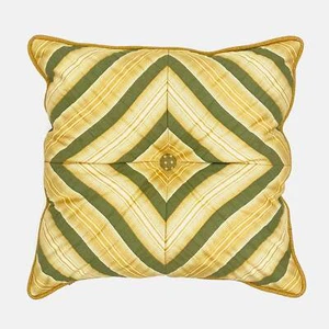 Green and Yellow Button-Tufted Throw Pillow 16x16 - Picture 1 of 2