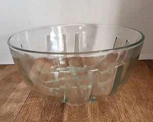 KIG Malaysia Heavy Large Clear Glass Bowl with Unusual Pattern  10" Wide... - Picture 1 of 7