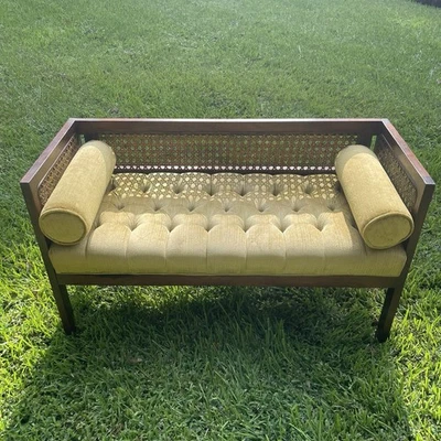 Banco de bastón acolchado vintage de mediados de siglo envío inferior 48 no supera los $500 Foto 1 de 4
