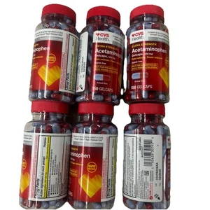 6 CVS Extra Strength Acetaminophen Pain Reliever Gelcaps 500 mg 900 Count READ - Picture 1 of 4
