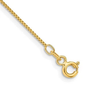 14k Yellow Gold .7mm Box with Spring Ring Clasp Anklet 10" 0.93gm for Women - Picture 1 of 3
