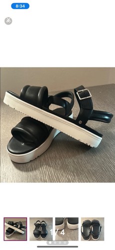 Sandali UGG Lynnden neri cinturini suola bianca donna taglia 10 NUOVI con scatola