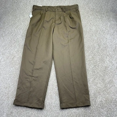 NUEVO Pantalones de vestir Van Heusen para hombre talla 38x29 marrón plisado Foto 1 de 4