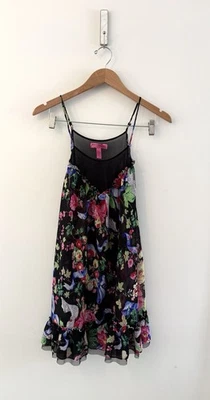 Betsey Johnson Intimates Babydoll Camisole Lingerie Dress Black Floral Medium - Image 1 of 4