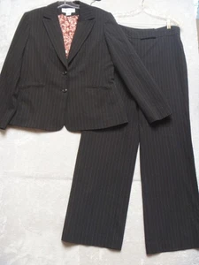 Jones New York Pant Suit Womens Size 12 Black w/Red Pinstripe 2-Piece Career - Picture 1 of 11