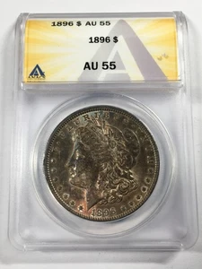 1896 MORGAN SILVER DOLLAR ANACS AU55 TONED 7XE25 - Picture 1 of 4