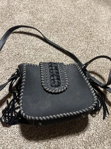 Montana West Umhängetasche echt Leder verziert Kollektion Fransen schwarz - Bild 1 von 13