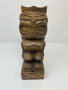 Vintage Hand Carved Wood Wooden Hawaiian Tiki Carving Statue Totem 5" Genuine - Picture 1 of 8