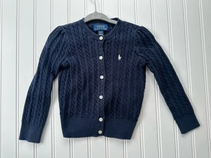POLO Ralph Lauren Girls Cable Knit Cardigan Sweater Size 4/4T  - Picture 1 of 3