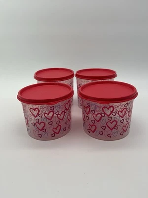 Tupperware Hearts Print Small Canister Set Of 4 NEW 2.5 Cups/600ml - Image 1 of 4