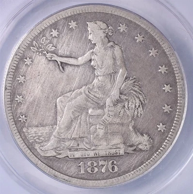 1876-S Trade Silver Dollar - ANACS VF25 Details  - Image 1 of 3