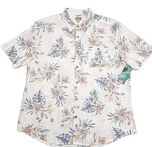 Ron Jon Surf Shop Shirt Size XL White Hawaiian Floral Button Cotton Men NEW - Picture 1 of 13