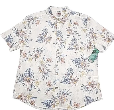 Ron Jon Surf Shop Shirt Size XL White Hawaiian Floral Button Cotton Men NEW - Image 1 of 4