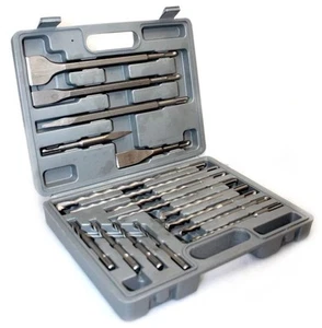 17pcs  Drill BITS & Chisel SDS Plus Rotary Hammer BIT Concrete Drill Bit Set - Picture 1 of 7