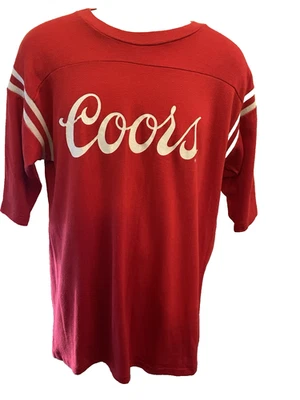 Винтажная футболка с одним стежком Coors Beer Artex СДЕЛАНО В США красно-белая размер XL - Изображение 1 из 4