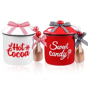2pcs Christmas Ceramic Canisters Christmas Ceramic Cup Mini Jar Candy Holder ... - Bild 1 von 7