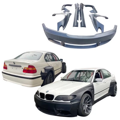 VSaero FRP TKYO V1 Wide Body Kit 325i 330i (E46) 4dr Sedan for 3-Series BMW 02- - Image 1 of 4