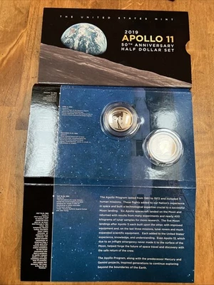 2019-S Apollo 11 50th Anniversary Commemorative 2pc Half Dollar Proof Set in OGP - Image 1 of 4