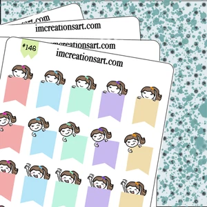 Peeking Flag Tag Reminder Hand Drawn Planner Stickers Organizer Journal - Picture 1 of 2