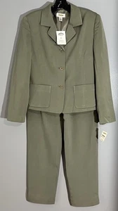 Talbots Career Pure Silk Lined Sage 2 Piece Pants Suit Sz 4 NWT WOW LOOK On Sale - Picture 1 of 24